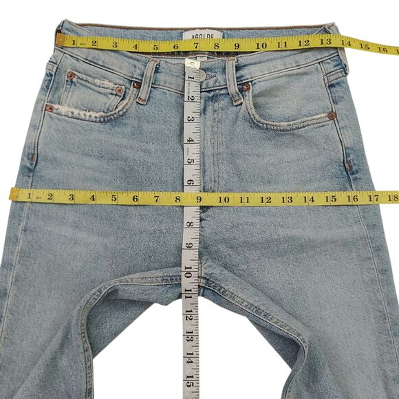 Agolde Merrel Jeans Women 25 Light Blue Cotton Blend Stretch Mid Rise Raw Hem - Picture 11 of 12